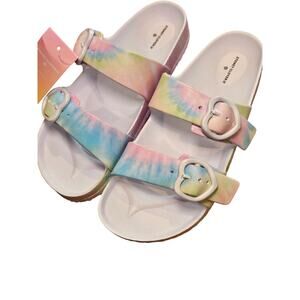 Stoney clover target slip on rubber sandals Womens 7 (youth 5) tiedye hearts